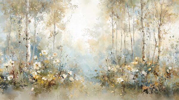 Papier peint bouleaux forestiers