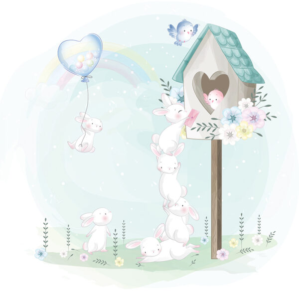 Papier peint Lapins de printemps