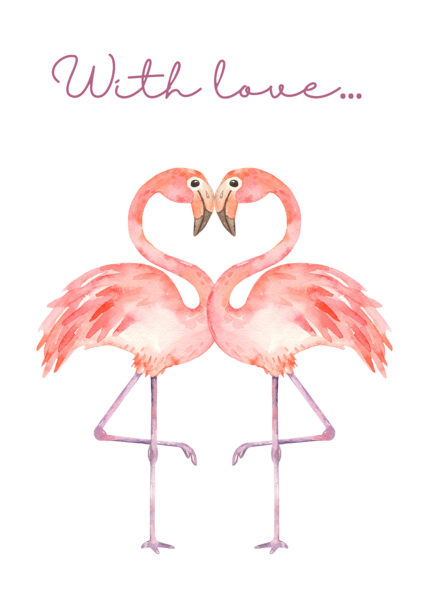 Papier peint Flamants roses amoureux
