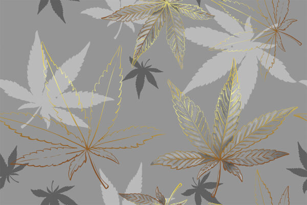 Papier peint Feuilles dorées parmi le beige