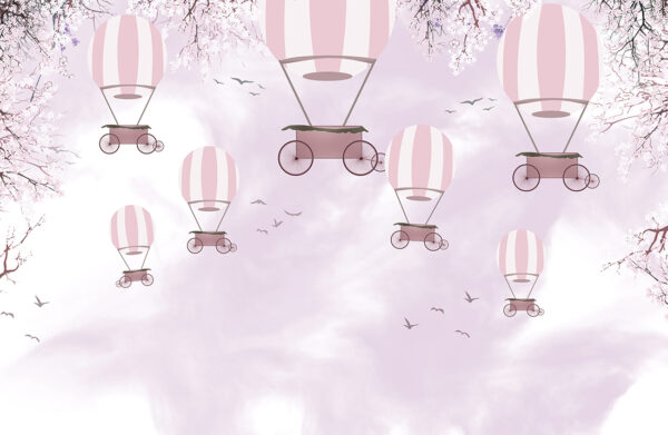 Papier peint Ballons en rose