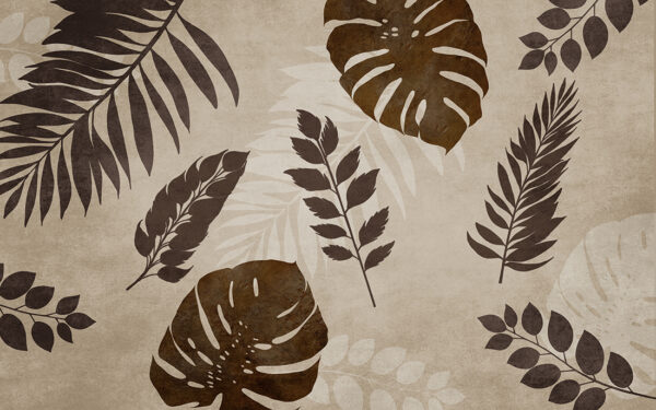 Papier peint Feuilles en marron