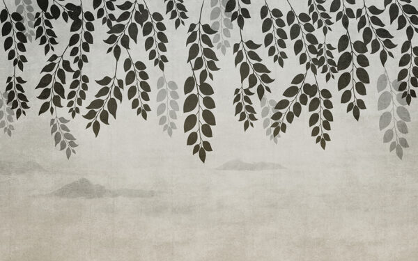 Papier peint Feuilles suspendues aux couleurs sombres
