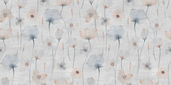 Papier peint Fleurs délicates sur fond gris