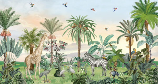 Papier peint Jungle colorée