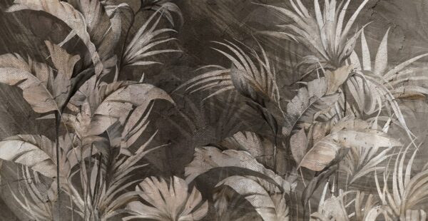 Papier peint Feuilles entourées d'ombres