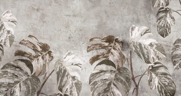Papier peint Feuilles de Monstera décolorées