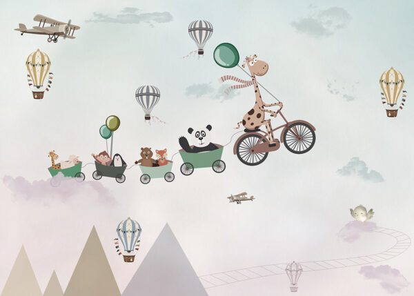 Papier peint Un joyeux groupe dans les nuages