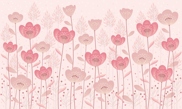 Papier peint Fleurs aux tons roses