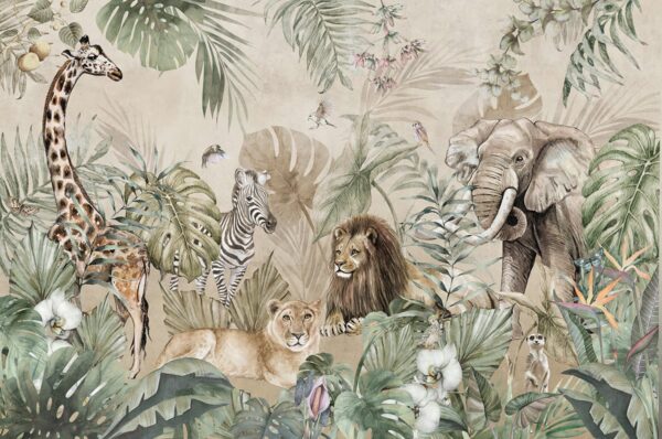 Papier peint Animaux parmi la verdure