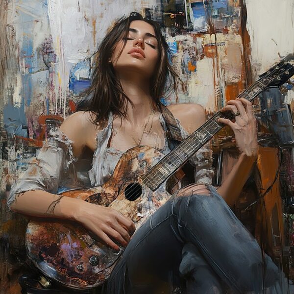Papier peint Fille avec une guitare