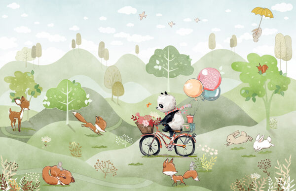 Papier peint Panda Bear sur un vélo