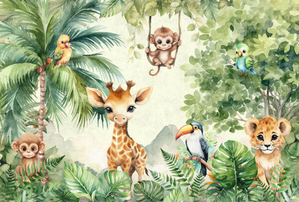 Papier peint Girafe parmi la verdure