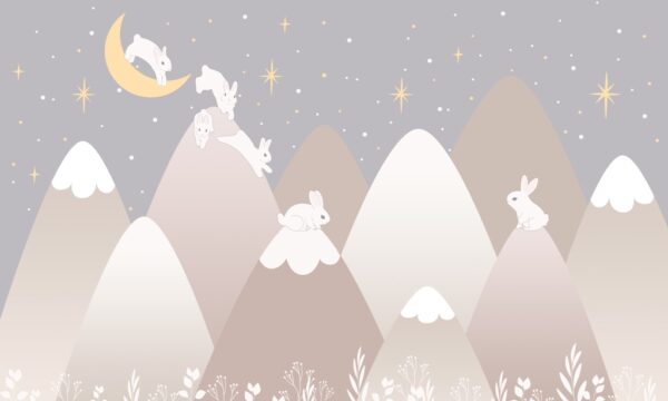 Papier peint Lapins blancs dans les montagnes
