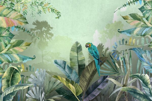 Papier peint Perroquet bleu
