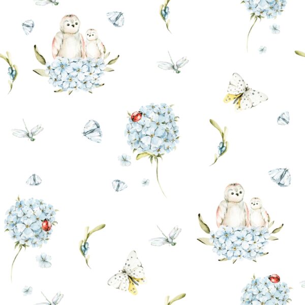 Papier peint Hortensias bleus