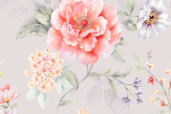 Papier peint Fleur rose délicate