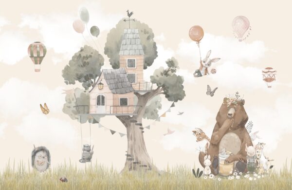 Papier peint Cabane dans les arbres pour enfants