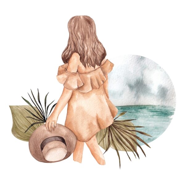 Papier peint Fille au bord de la mer