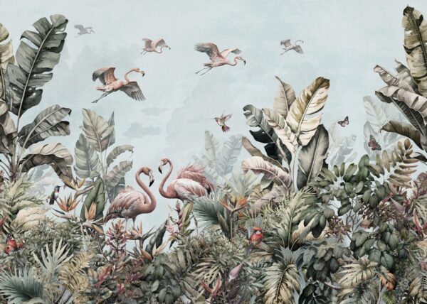 Papier peint Flamants roses sous les tropiques