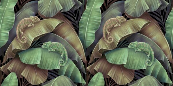 Papier peint Caméléons dans les feuilles