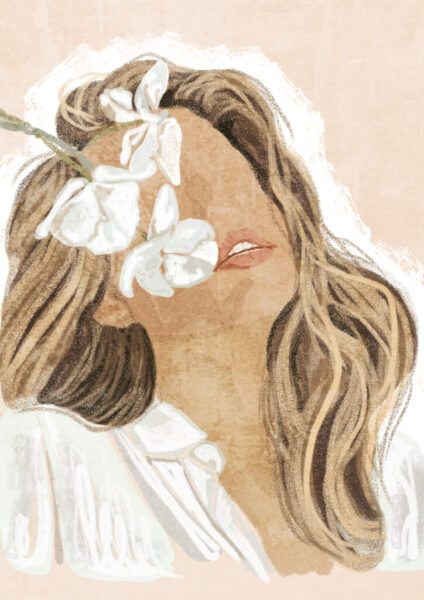 Papier peint Femme en blanc