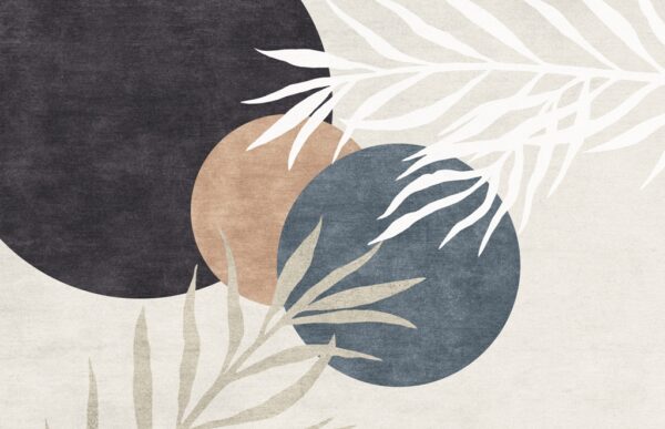 Papier peint Cercles et feuilles