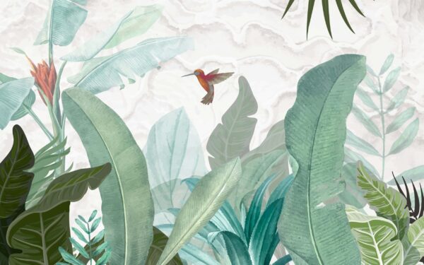 Papier peint Colibri dans les feuilles