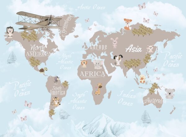 Papier peint Continents parmi les nuages