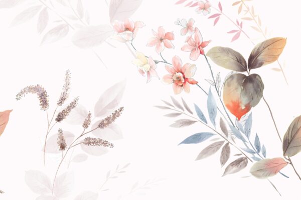 Papier peint Fleur sur fond blanc