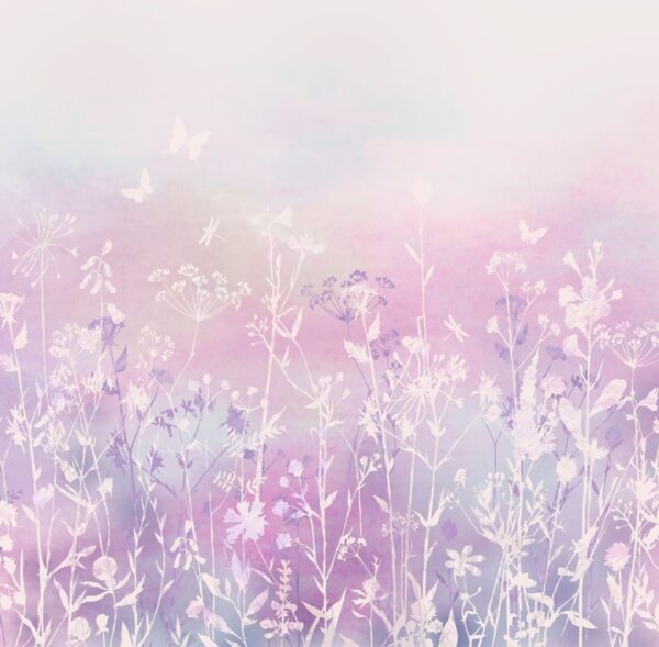 Papier peint Fleurs sauvages en rose