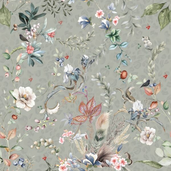 Papier peint Fleurs et feuilles