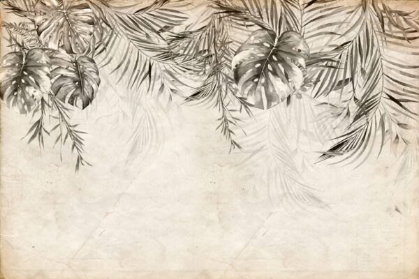 Papier peint Feuilles sur vieux papier