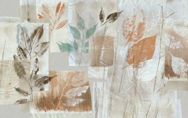 Papier peint Feuilles et rectangles