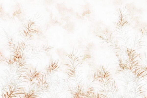 Papier peint Feuilles en blanc