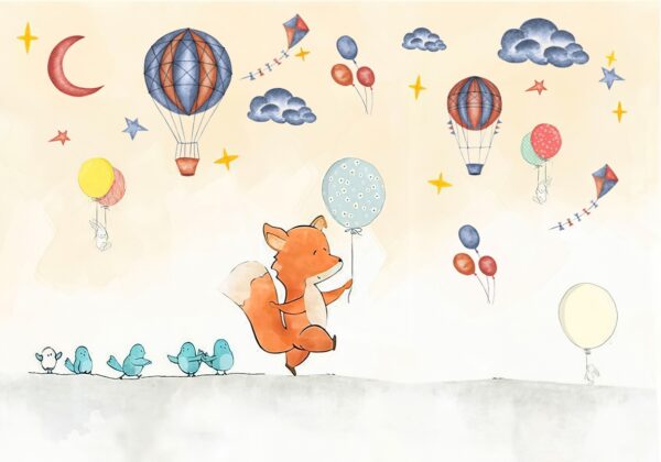 Papier peint Renard avec un ballon