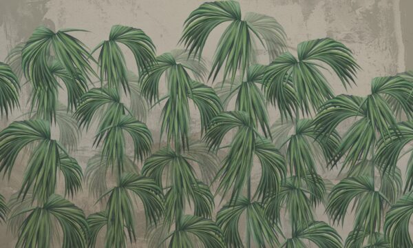 Papier peint Parapluies à feuilles tropicales