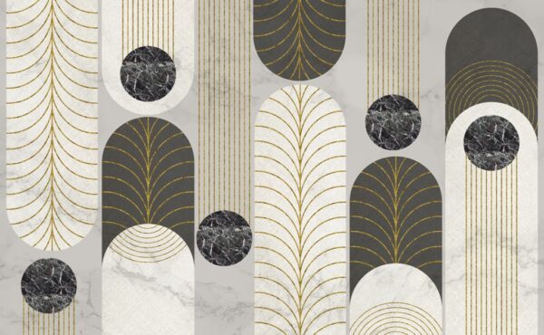 Papier peint Demi-cercles avec de l'or