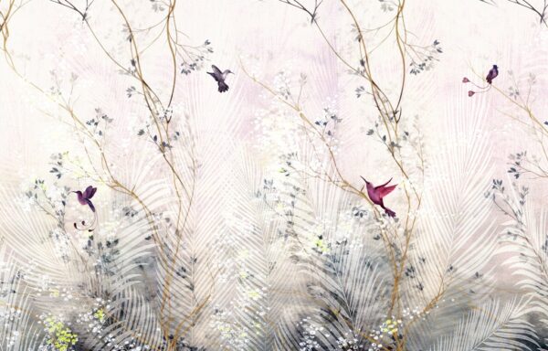 Papier peint Colibri rose