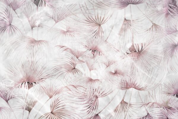 Papier peint Mur de feuilles roses