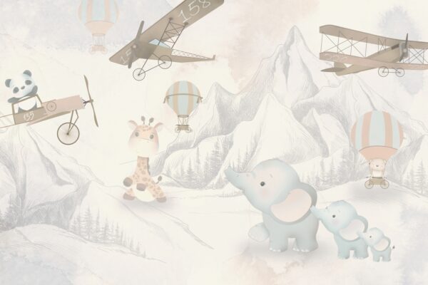 Papier peint Éléphants et avions