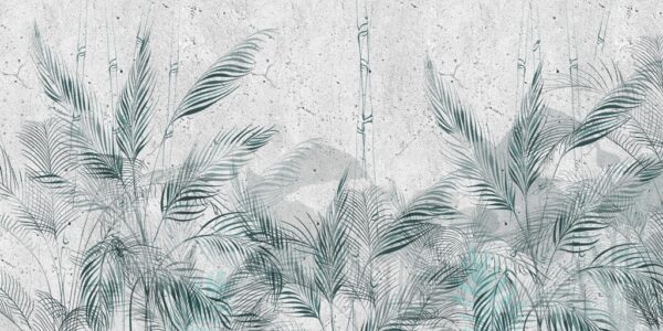 Papier peint Feuilles fines en bleu