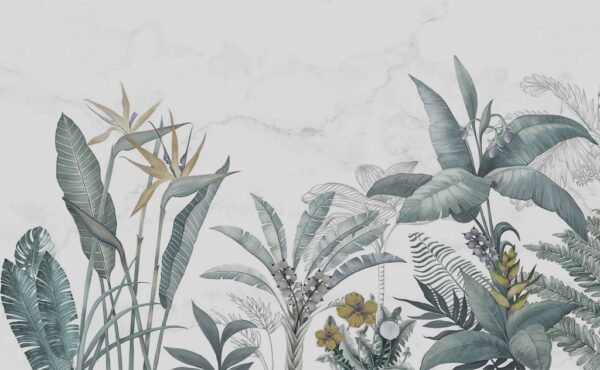 Papier peint Strelitzia sans couleur