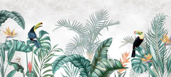 Papier peint Toucans dans les feuilles