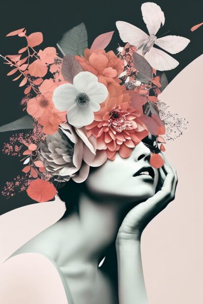 Papier peint Visage en fleurs