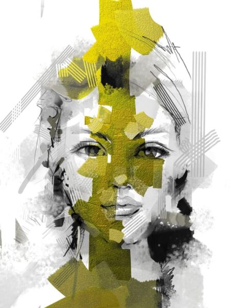 Papier peint Visage en vert