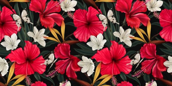 Papier peint Parmi les fleurs rouges