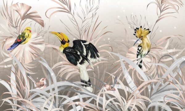 Papier peint Oiseaux jaunes