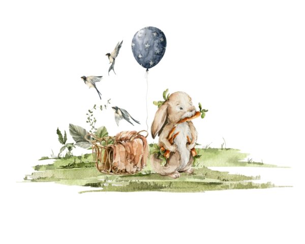 Papier peint Lapin avec un ballon