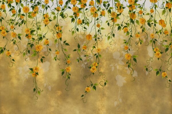 Papier peint Cascade de fleurs jaunes